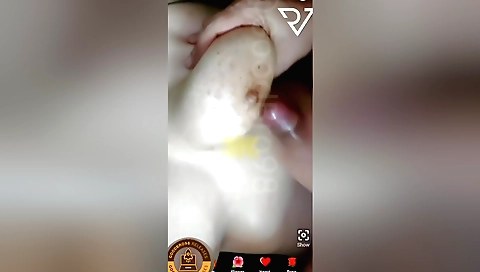 Big booty brunette with huge tits enjoys sex in webcam