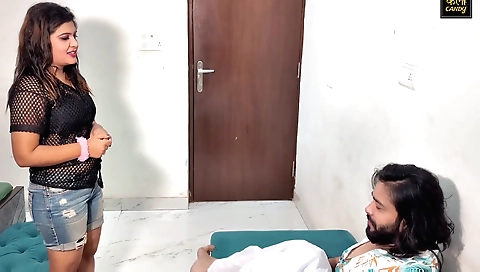 Indian girlfriend rides her boyfriend hard during a night