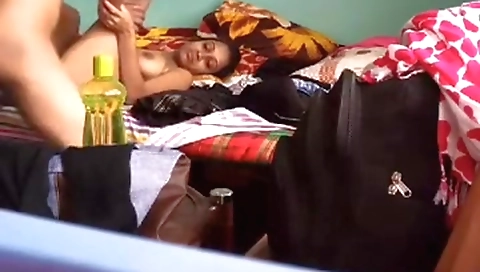 Brunette with sexy big boobs rides a cock with hidden cam