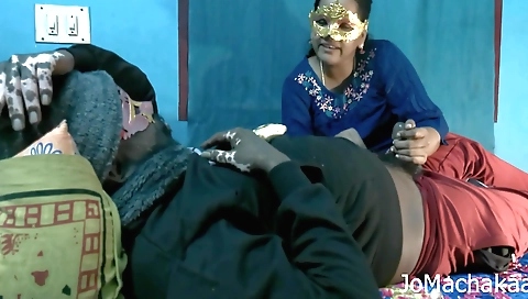 Handjob and big fucking blowjob for a hot brunette