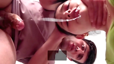 Indian deepthroat blowjob and facial on top of her mouth