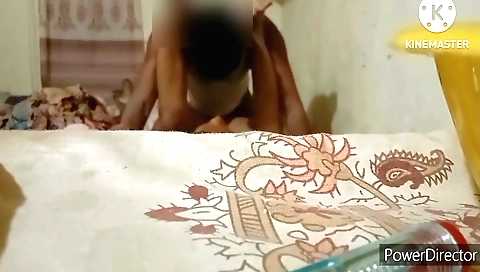 Hot brunette amateur girl with nice face is riding a cock