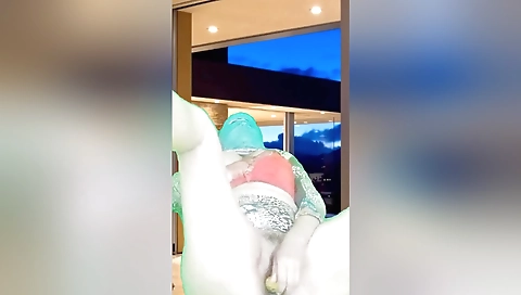 Big booty indian girl fucks herself with a big dildo