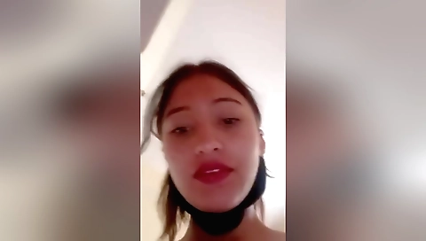 Hot brunette in a sexy lingerie gets naked in the shower