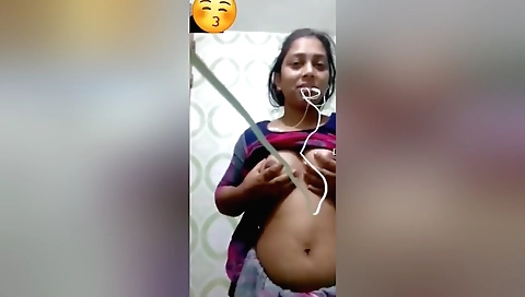 Busty brunette 18+ indian girl shows off her curves