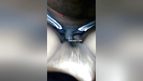 Indian hairy girl with shaved pussy got fucked on the bed