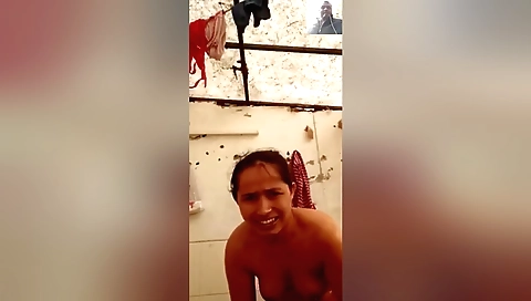 Hot Desi Girl Shows Her Boobs And Bathing To Lover On Video Call 1