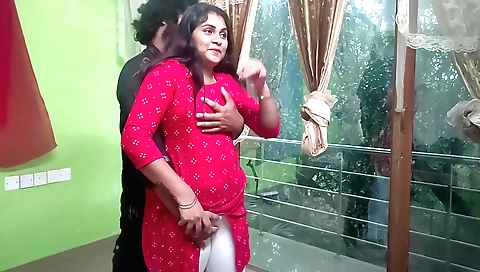 Busty indian brunette with her lover sharing a churidhar