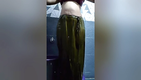 Indian beauty showing us how beautiful she is in a bath