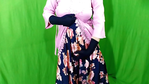 Housewife with the body is playing with her own love