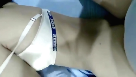 Brunette and her partner are having sex in the bedroom