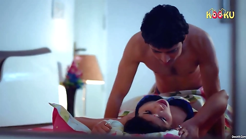 Busty brunette is in a position to be on top of the world