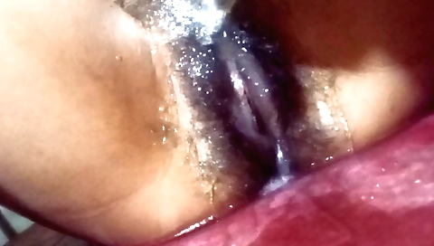 Amateur girl masturbates with a dildo after a workout