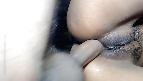 Hot babe with hairy pussy gets penetrated by her lover's cock