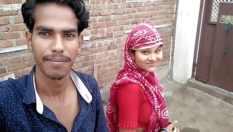 Indian housewife is watching herself naked outdoors