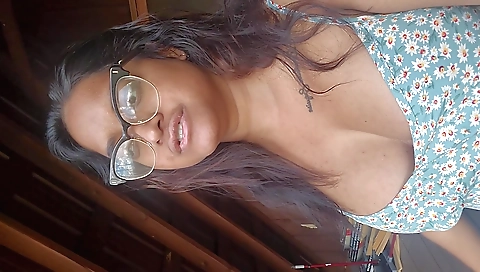 Amateur brunette with big boobs makes daily solo videos