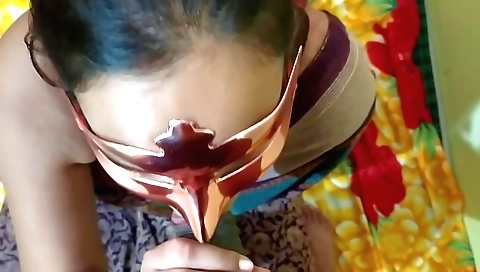 Indian babe sucking balls and getting facial with cum in mouth