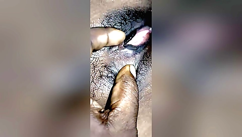 Busty amateur girl sucking on hairy pussy and getting licked