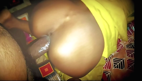 Indian couple is in the village in dog-style insertion