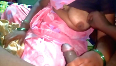 Indian girl with small nipples is doing some hard handjob