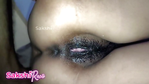 hairy indian chick gets her shaved pussy fucked and creampie