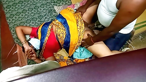 Indian girl in short skirt is playing with her big tits