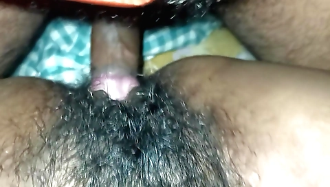 Indian stepmom sucks on her stepson's hairy pussy and gets cum in it