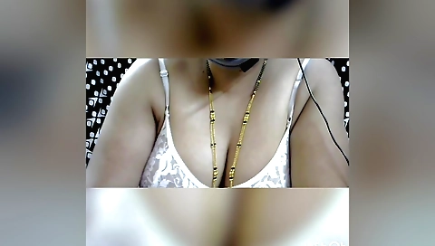 Indian girl with big natural tits enjoys sex on her bed