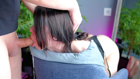 Brunette amateur with a sexy ass and nice face makes this guy hard