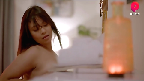 Brunette brunette babe in a white dress and sexy stockings