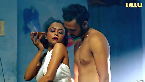 Brunette milf with big tits is on her laptop and looking at her phone