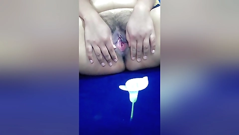 Indian girl with hairy pussy masturbates on the beach