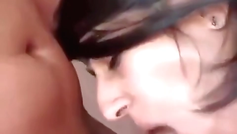 Busty brunette and her horny lover in amateur porn vid