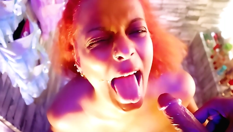 Busty redhead with a big ass rides a sports bra and gets fucked