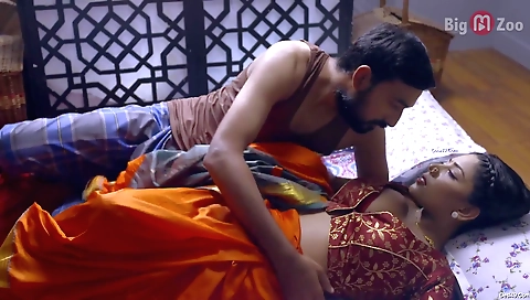 Brunette with a very long hair gets up to the kitchen