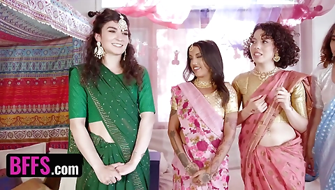 Two horny girls with short hair get their ass spanked by a dude