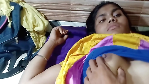 Indian girl is getting screwed on the bed by husband