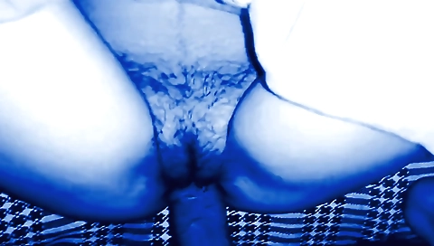 Hairy chick shows her pussy from behind and gets teased