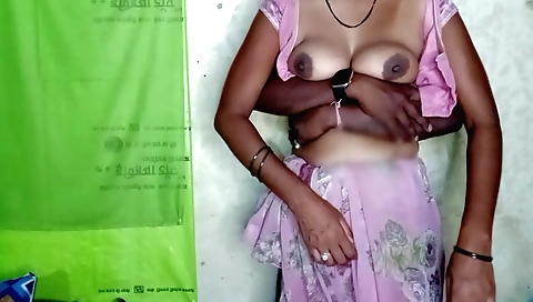 Indian brunette stepsister-in-law gets her breasts fucked