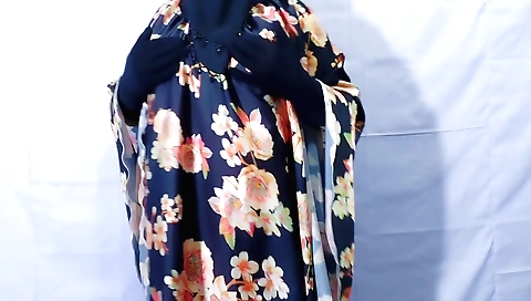 Indian girl enjoys her freedom in the backyard with a black hair