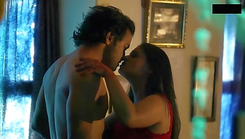 Busty indian MILF in lingerie seduces a guy with her body