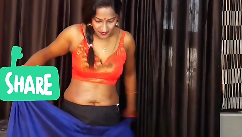 Indian solo girl is alone in her room in an outfit