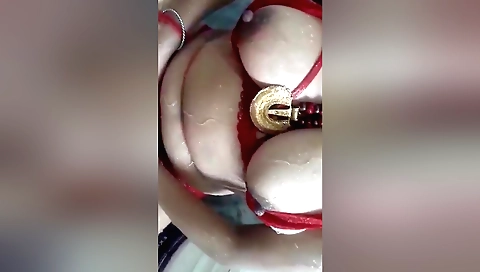 Indian girl with big tits in the bathroom in the shower